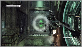 Once again equip the Line Launcher, and aim at the wall at the end of the corridor with working machinery #1 - Enigma Conundrum (riddles 16-17) | Side missions - Side missions - Batman: Arkham City Game Guide