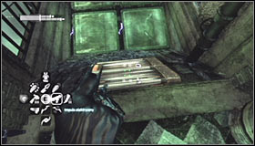 Land on the new ledge and use the Grapnel Gun to reach the passage you have opened by solving the hacking mini-game #1 - Enigma Conundrum (riddles 16-17) | Side missions - Side missions - Batman: Arkham City Game Guide