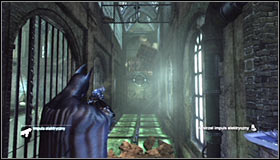 If you have done everything properly, the magnet will throw up the metal pallets behind you through the ceiling #1 - Enigma Conundrum (riddles 16-17) | Side missions - Side missions - Batman: Arkham City Game Guide