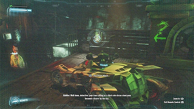 Use the hoist on the generator - Second Riddler trial | Batman Arkham Knight - Riddlers Revenge - Batman: Arkham Knight Game Guide & Walkthrough