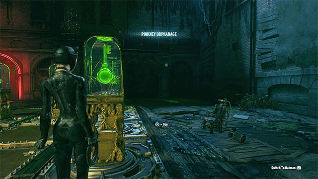 You can now return to Batman and go to the pressure plate near the panel with buttons - Second Riddler trial | Batman Arkham Knight - Riddlers Revenge - Batman: Arkham Knight Game Guide & Walkthrough