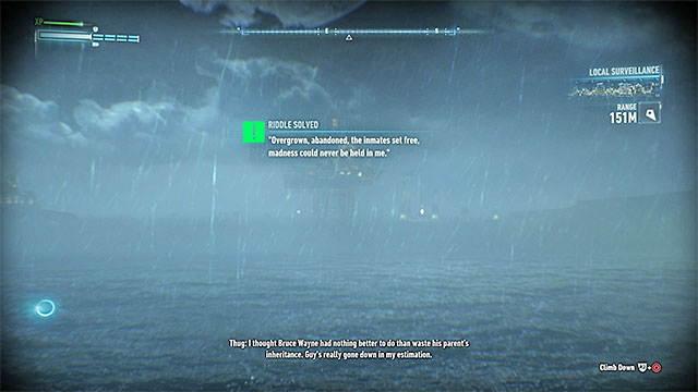 Zoom the screen on the prison - Riddles on Bleake Island | Collectibles - Bleake Island | Batman Arkham Knight - Collectibles - Bleake Island - Batman: Arkham Knight Game Guide & Walkthrough