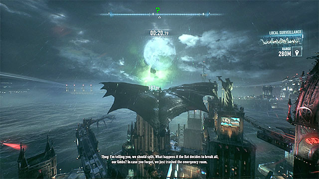 Use the grappling hook launcher to catapult Batman as high as possible - he must effectively avoid the smaller buildings and maintain high flight speed - Riddler trophies on Miagani Island (20-38) | Collectibles - Miagani Island - Collectibles - Miagani Island - Batman: Arkham Knight Game Guide & Walkthrough
