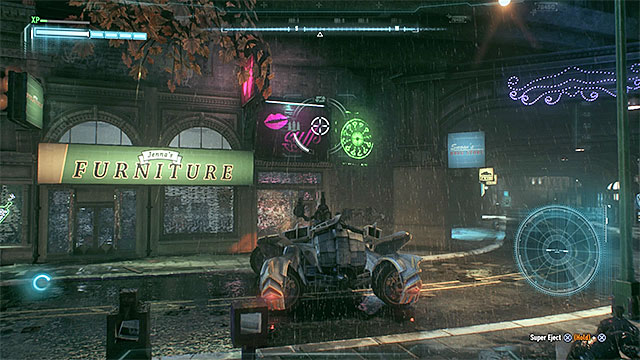 The round green sign shows you the fragment of the wall that can be destroyed - Riddler trophies on Miagani Island (20-38) | Collectibles - Miagani Island - Collectibles - Miagani Island - Batman: Arkham Knight Game Guide & Walkthrough