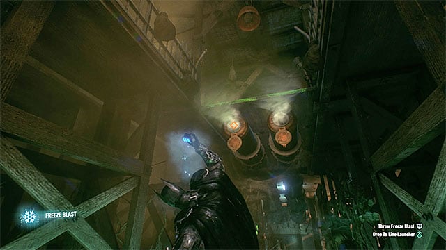 Use the Freeze Blast on two pipes - Riddler trophies in the Panessa Studios (11-21) | Collectibles - Pannesa Film Studios - Collectibles - Pannesa Film Studios - Batman: Arkham Knight Game Guide & Walkthrough