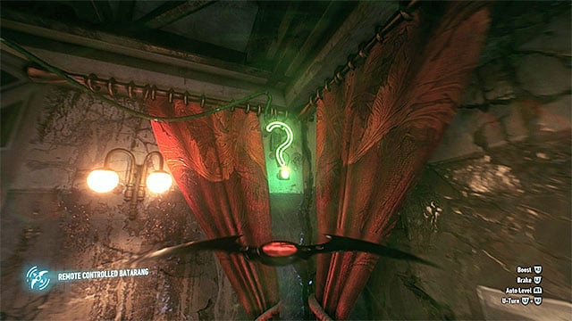 The question mark that you need to hit with the batarang - Riddler trophies in the Panessa Studios (11-21) | Collectibles - Pannesa Film Studios - Collectibles - Pannesa Film Studios - Batman: Arkham Knight Game Guide & Walkthrough