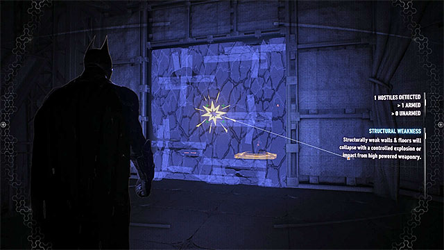 The box is behind the weakened wall - Breakable objects in the Panessa Studios | Collectibles - Pannesa Film Studios - Collectibles - Pannesa Film Studios - Batman: Arkham Knight Game Guide & Walkthrough