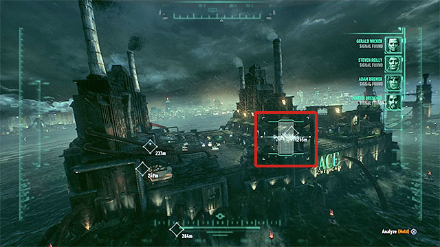 Scanning the area the right way. - Rescue the missing ACE Chemicals workers (continued) | Main story - Main story - Batman: Arkham Knight Game Guide & Walkthrough