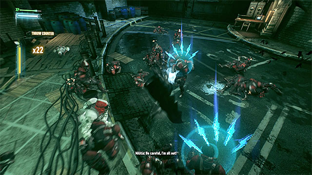 Neutralizing a large group of enemies is not so difficult. - Stop Scarecrow from blowing up ACE Chemicals | Main story | Batman Arkham Knight - Main story - Batman: Arkham Knight Game Guide & Walkthrough