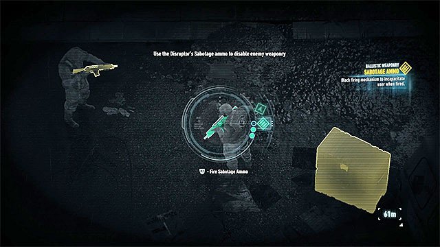 You can use the disruptor for example to sabotage firearms. - Rendezvous with Nightwing to get intel on Penguins whereabouts | Main story - Main story - Batman: Arkham Knight Game Guide & Walkthrough