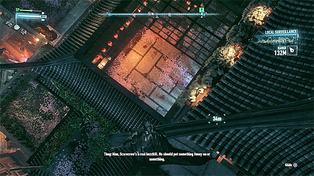 Enter the hideout through the hole in the roof - Rescue Oracle from Scarecrows hideout | Main story | Batman Arkham Knight - Main story - Batman: Arkham Knight Game Guide & Walkthrough