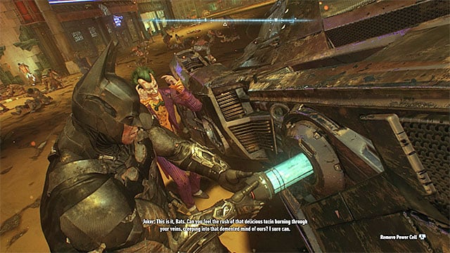 You have to carefully remove the old battery and insert the new one - Use the Nimbus Power Cell to repair the Batmobile | Main story - Main story - Batman: Arkham Knight Game Guide & Walkthrough