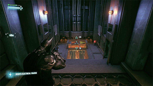 Once you get to the side shelf, send the elevator up - Find commissioner Gordon in the shopping mall | Main story - Main story - Batman: Arkham Knight Game Guide & Walkthrough