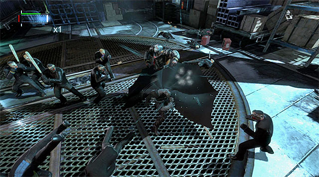 To stun the heavily armored enforcer, you need to use the cape stun attack three times - Investigate the steel mill - exploring the mill | Main storyline - Main storyline - Batman: Arkham Origins Game Guide