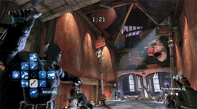 Hit the red buttons with the batarangs - Gain access to the penthouse - West tower | Main storyline - Main storyline - Batman: Arkham Origins Game Guide