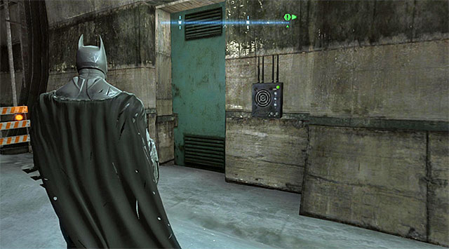 Do not attempt to look around for the locator in the spot marked by the game, because you first need to reach the sewers - Locate the tracker placed on Bane | Main storyline - Main storyline - Batman: Arkham Origins Game Guide
