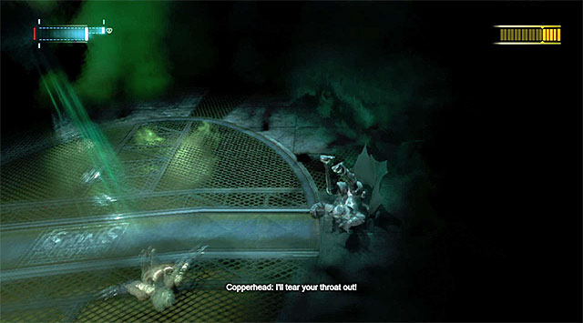 After she loses around 2/3 of her health bar, Copperhead will start to pull off a very quick sprint attack, which you of course need to avoid at all costs - Copperhead | Boss fights - Boss fights - Batman: Arkham Origins Game Guide