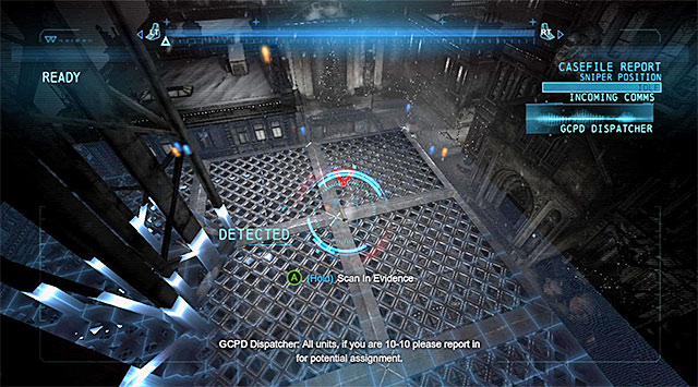 The bullet case on the catwalk - Case 1224-4: Helicopter Crash | Casefile Reports - Casefile Reports - Batman: Arkham Origins Game Guide