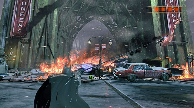 You need to use the claw to catch the boss - Defeat Firefly | Main storyline - Main storyline - Batman: Arkham Origins Game Guide