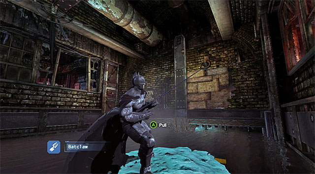 You need to pull yourself towards the weakened wall and smash it - Gain access to Blackgate Prison via the sewers | Main storyline - Main storyline - Batman: Arkham Origins Game Guide