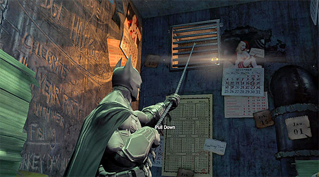 Use the Bat Claw to grapple onto the grate - Gain access to the Execution Chamber | Main storyline - Main storyline - Batman: Arkham Origins Game Guide