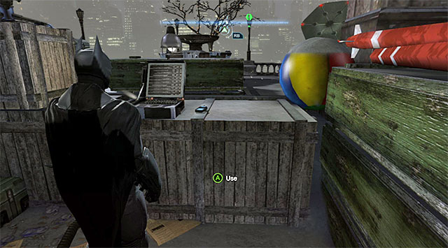 After the fighting ends, locate the radio, which has been left in the location presented in the above screenshot - Collect first SIM Card to triangulate Penguins position | Main storyline - Main storyline - Batman: Arkham Origins Game Guide