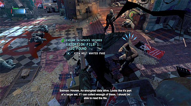 The collectible is in the main courtroom, where you fight Anarky, among others - The best hidden datapacks - Extortion File 1 (Park Row) | Enigma Datapacks - Enigma Datapacks - Batman: Arkham Origins Game Guide