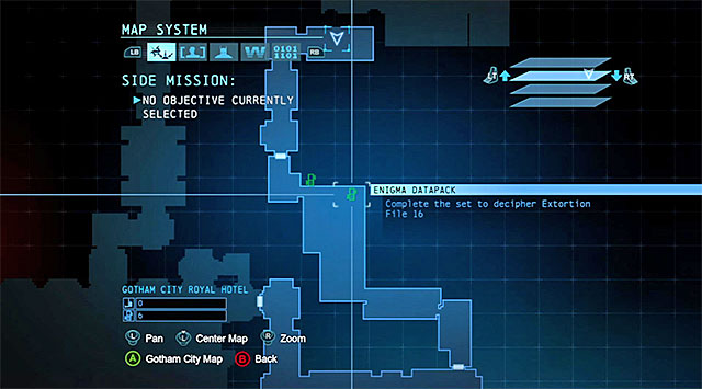 You can find the collectible while exploring the big West Tower - Ventilation Shaft - The best hidden datapacks - Extortion File 16 (Diamond District) | Enigma Datapacks - Enigma Datapacks - Batman: Arkham Origins Game Guide