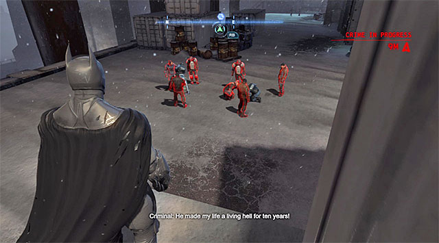 An example crime in progress - an attack on a police patrol - Crimes in Progress | Most Wanted - Most Wanted - Batman: Arkham Origins Game Guide