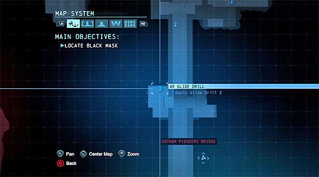 To start this task, you need to reach the central part of the Gotham Pioneers Bridge (the above screenshot) - Dark Knight System | Challenges - Challenges - Batman: Arkham Origins Game Guide