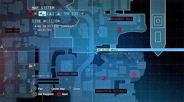 To start this task, you need to reach the Southern part of the Amusement Mile district (the above screenshot) - Dark Knight System | Challenges - Challenges - Batman: Arkham Origins Game Guide