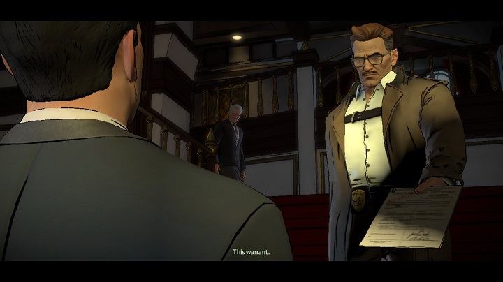 Gordon shows you the warrant, assuring that the whole situation is not aimed at you, but the situation must be cleared up - Chapter 4 - Worlds Greatest Detective | Walkthrough - Episode 1: Realm of Shadows - Batman: The Telltale Games Series Game Guide