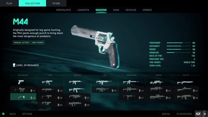 M44 is a weapon that can be unlocked at Level 29 - Battlefield 2042: Secondary weapons - list - Weapons - Battlefield 2042 Guide