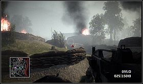 The trenches end with a small bunker with one enemy operating a stationery machine gun - Welcome to Bad Company II - Campaign - Battlefield: Bad Company - Game Guide and Walkthrough