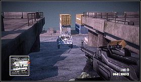 But before You leave this base (through the northern entrance), You must call the artillery to eliminate the roadblock at the entrance - Crash and Grab I - Campaign - Battlefield: Bad Company - Game Guide and Walkthrough