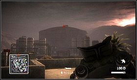 Now You have to run away from there, towards the place marked on the map - Ghost Town II - Campaign - Battlefield: Bad Company - Game Guide and Walkthrough