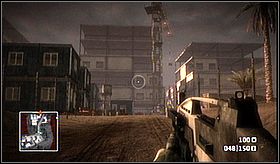 Take the GOL sniper rifle laying in the garage and continue the mission - Ghost Town II - Campaign - Battlefield: Bad Company - Game Guide and Walkthrough