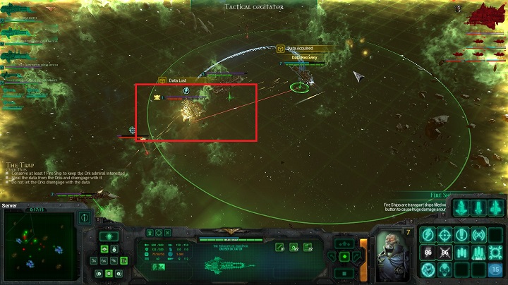 Scatter baits all around the map and see the Ork ship pursuit them - Chapter IV - 12th Black Crusade - Campaign - Battlefleet Gothic: Armada - Game Guide and Walkthrough