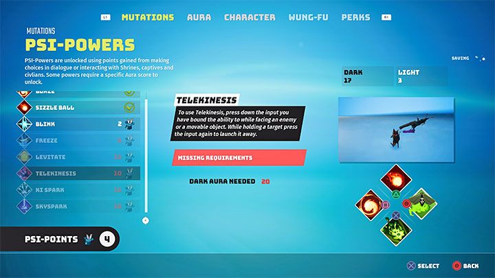 There is unfortunately one major downside associated with spending Psi Points - some Psi powers are only available to characters with the corresponding aura (which is the equivalent of karma in other RPGs) - Biomutant: Bio Points, Psi Points - how to get them? - Character & equipment - Biomutant Guide