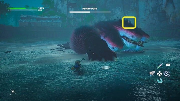 The second phase of the fight with the Porky Puff takes place on the ground, and the boss will remain in one place, so the range of his attacks won't be very large - Biomutant: Porky Puff - how to beat? Boss fight - Bosses - Biomutant Guide