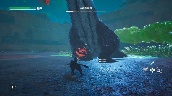 When the boss tries to kick you with one of his hind paws, use that moment to tie him up and knock him down - Biomutant: The Northeastern Worldeater - walkthrough - Main quests - Biomutant Guide