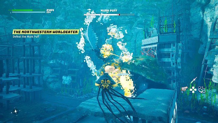 If you get too close to Murk Puff, the boss will try to hit you with his front paws - Biomutant: The Northwestern Worldeater - walkthrough - Main quests - Biomutant Guide