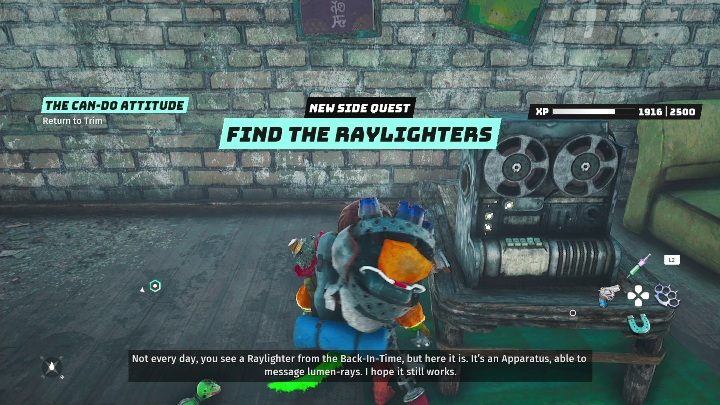 To get to this Raylighter, you have to open the door with a crowbar - Biomutant: The Raylighter Rendezvous - walkthrough - NPC quests - Biomutant Guide