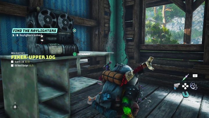 To access this Raylighter, you must enter one of the wooden houses located in the area - Biomutant: The Raylighter Rendezvous - walkthrough - NPC quests - Biomutant Guide