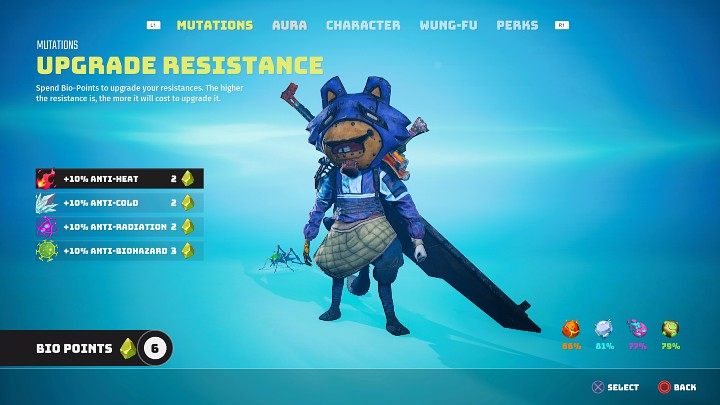 Bio Points in Biomutant can also be spent on upgrading the hero's resistances - Biomutant: Character development - Basics - Biomutant Guide