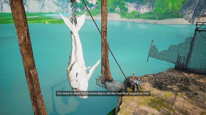 This part of the quest requires you to release another animal, which will help you move on water - Biomutant: Gill - walkthrough - NPC quests - Biomutant Guide