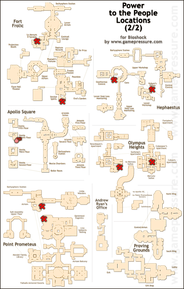 2 - Weapon Upgrade Stations Maps for Bioshock - Weapons, tonics, and plasmids - Bioshock Game Guide