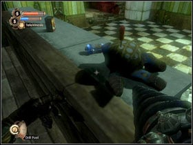 13 - Fill up on fuel from the machine on the wall and use your new attack on the rubble blocking the passage - BioShock 2: Paupers Drop - walkthrough - Walkthrough - Bioshock 2 Game Guide & Walkthrough