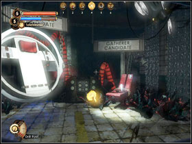 16 - Look out for the turret hidden under the stairs - BioShock 2: Fontaine Futuristics - walkthrough - Walkthrough - Bioshock 2 Game Guide & Walkthrough