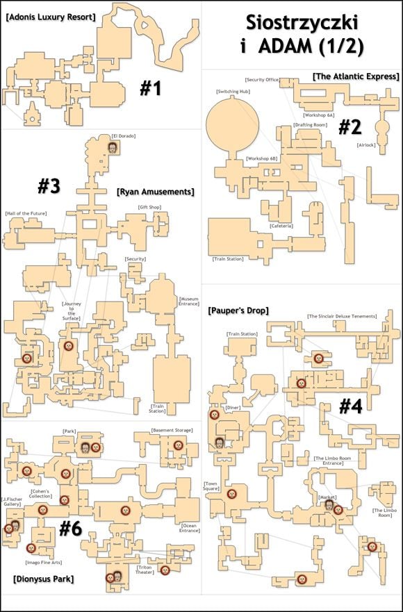 1 - BioShock 2: Maps - Little Sisters and ADAM - World atlas - Bioshock 2 Game Guide & Walkthrough
